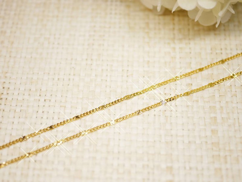 黄金项链-侧身间花细链-黄金9999 - 项链 - 24k 金 金色