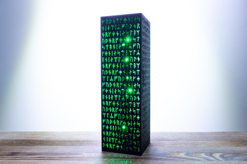 维京符文灯 | 北欧神话投影夜灯 | 北欧符号装饰 - 灯具/灯饰 - 木头 黑色