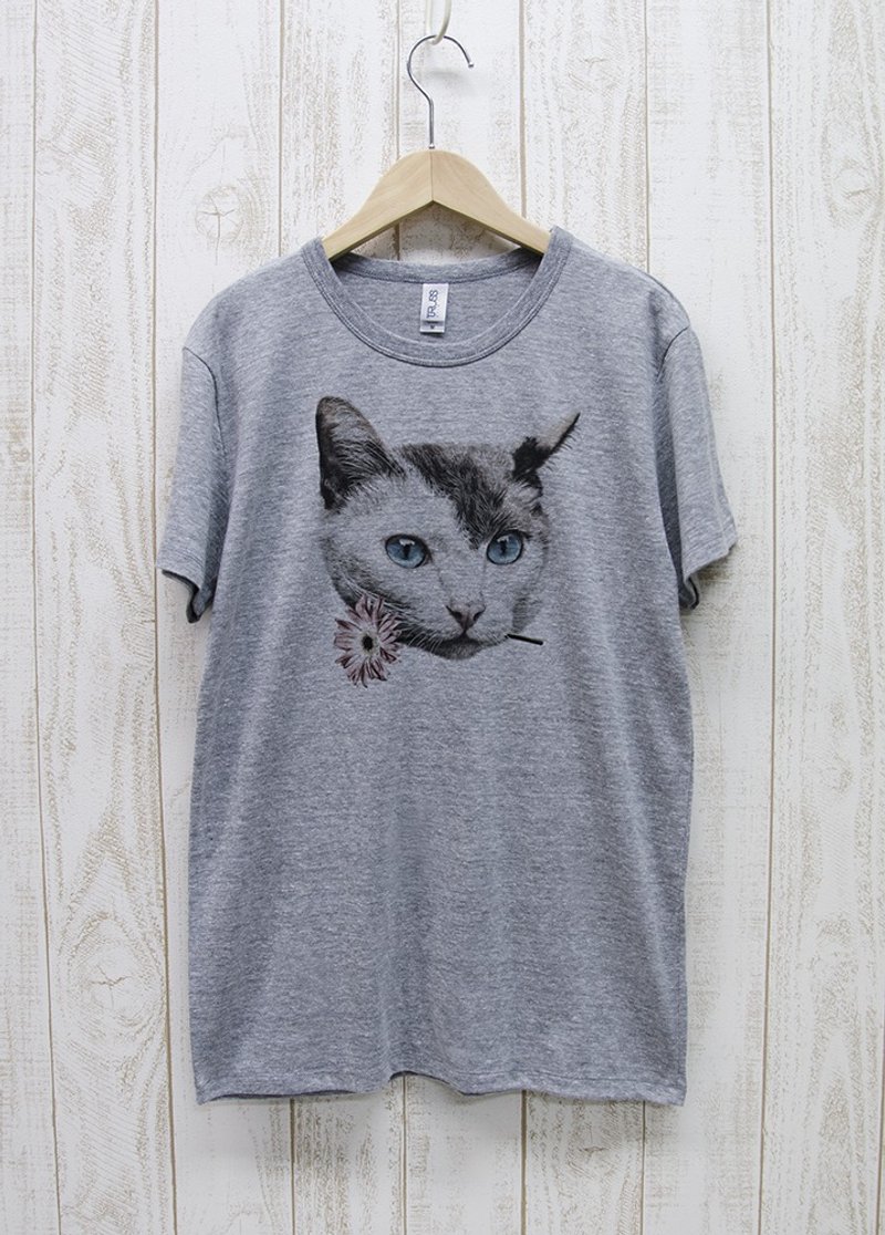 ronronCAT Tee Here you go Heather Gray / R028-TT-GR - 中性连帽卫衣/T 恤 - 棉．麻 灰色