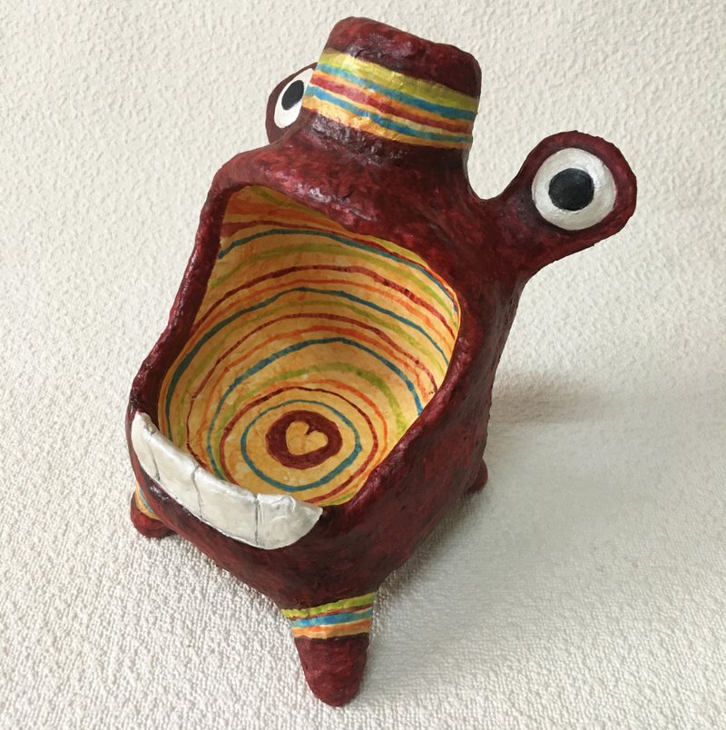 A little container handcraft doll / Mr. Bottle head monster - 摆饰 - 环保材料 红色