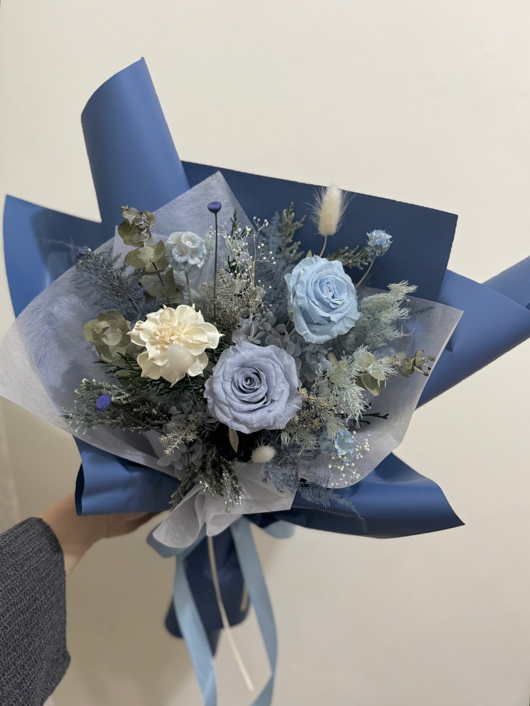 蓝玫瑰 永生玫瑰花束 蓝色系花束 干燥花束 毕业花束 情人节花束 - 干燥花/捧花 - 植物．花 蓝色