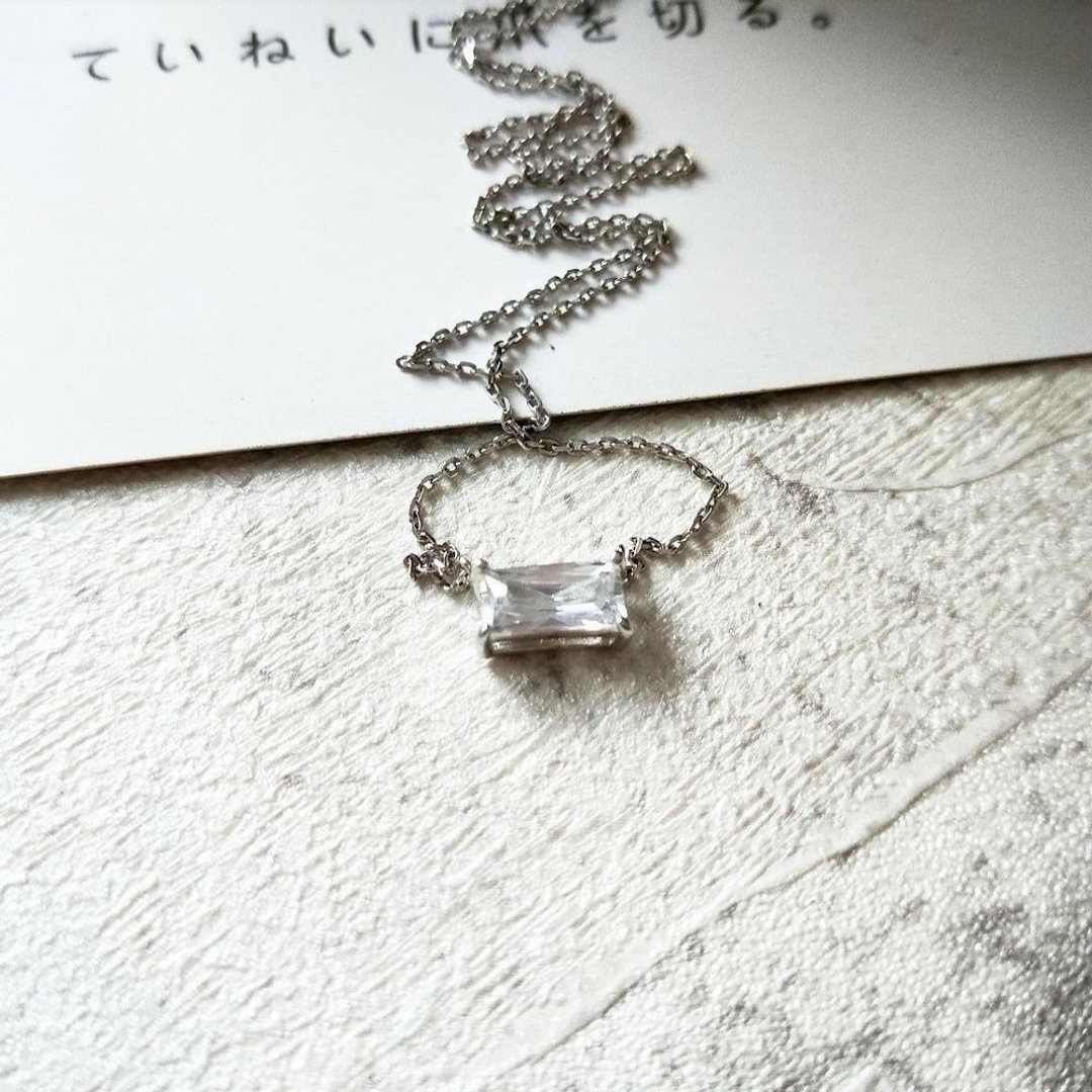 DoriAN 精致闪耀立体方钻925纯银项链 附纯银保证卡精美礼物包装 - 项链 - 纯银 银色