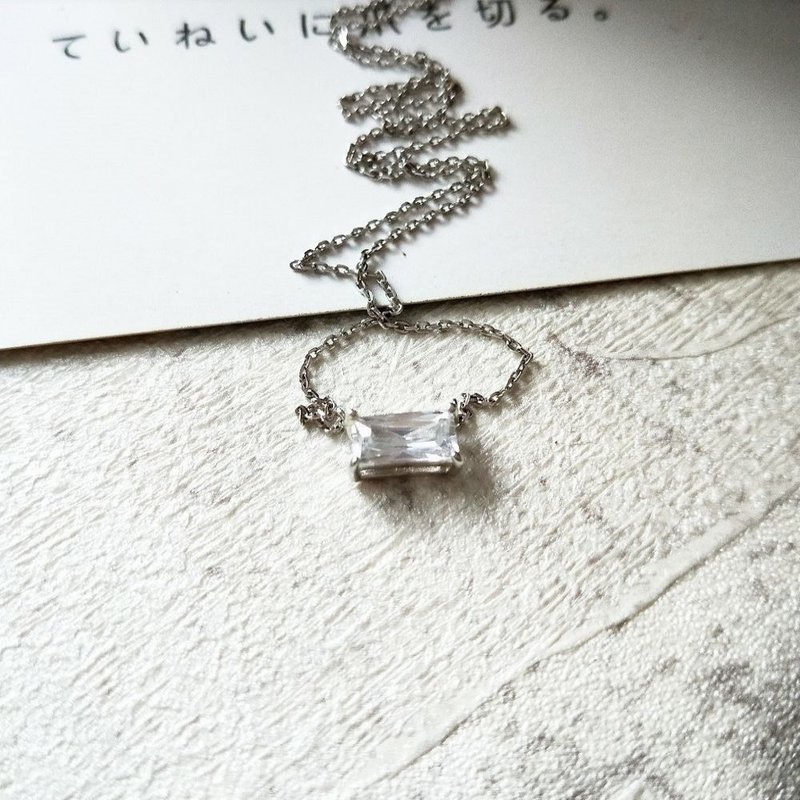 DoriAN 精致闪耀立体方钻925纯银项链 附纯银保证卡精美礼物包装 - 项链 - 纯银 银色