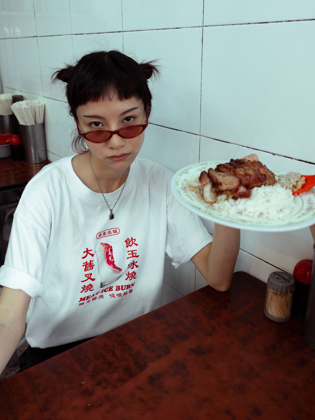 特价玉冰烧 Print Tee  (不伤心福利品) | 怀旧香港设计 短袖 T S - 中性连帽卫衣/T 恤 - 棉 白色