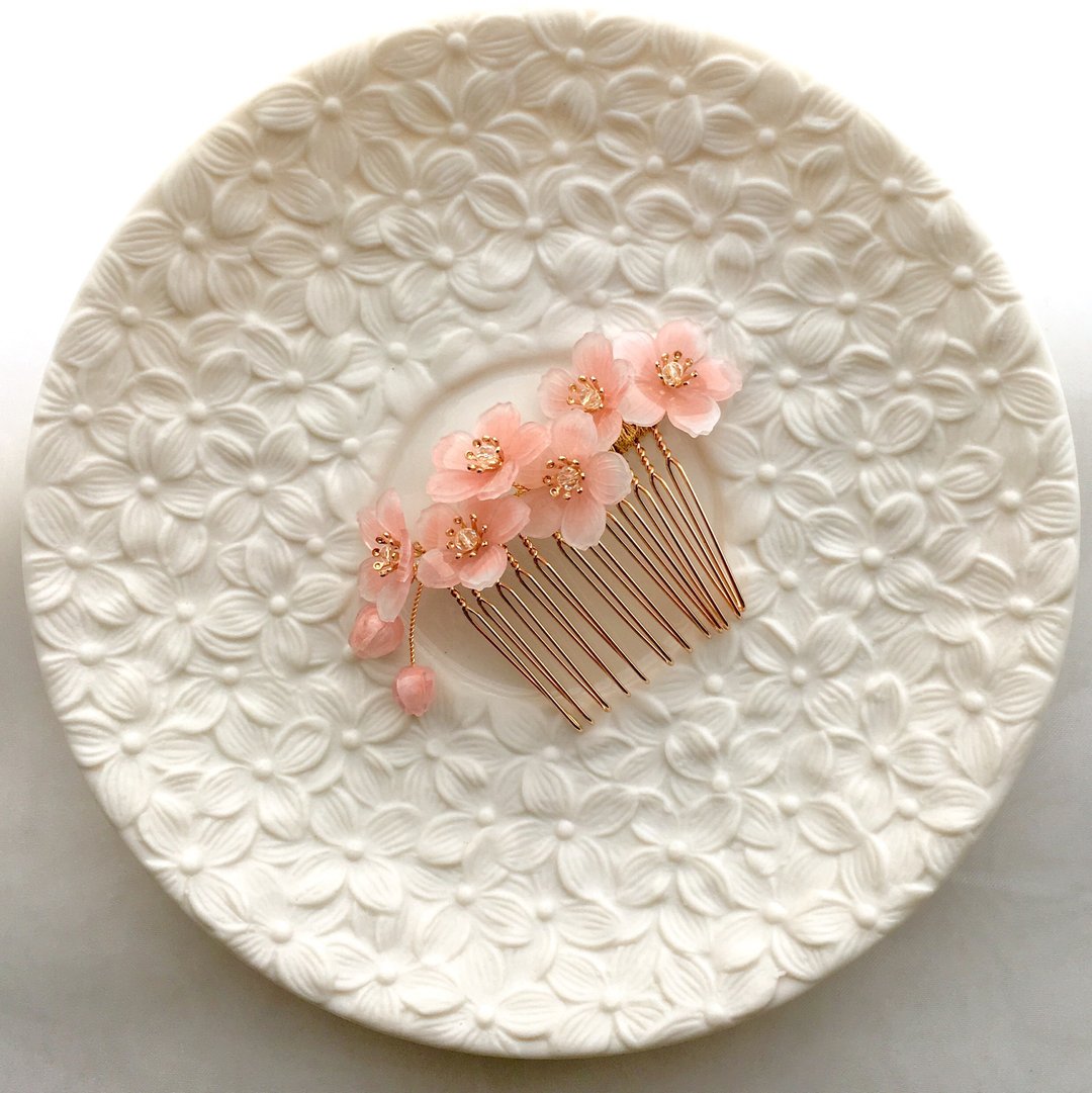 【若桑】春季限定。粉粉樱花树脂发饰/插梳/发夹。 - 发饰 - 树脂 粉红色
