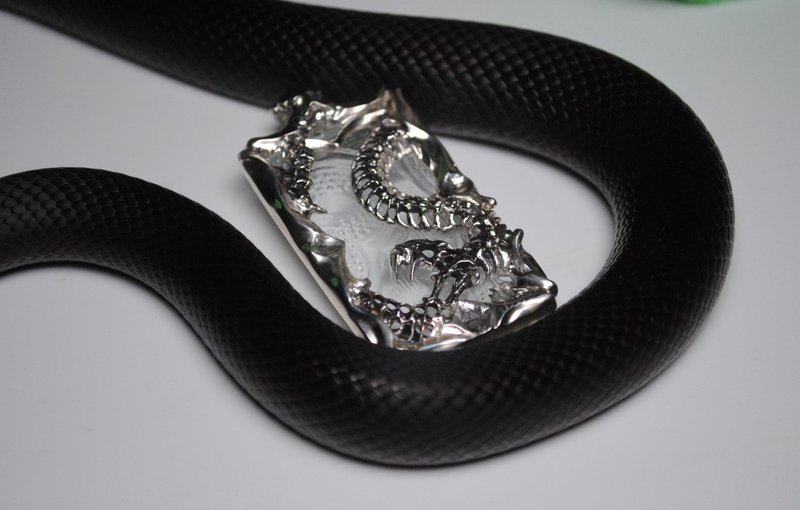 蛇对门系列 / 太初骨蛇海棠坠 - 项链 - 纯银 