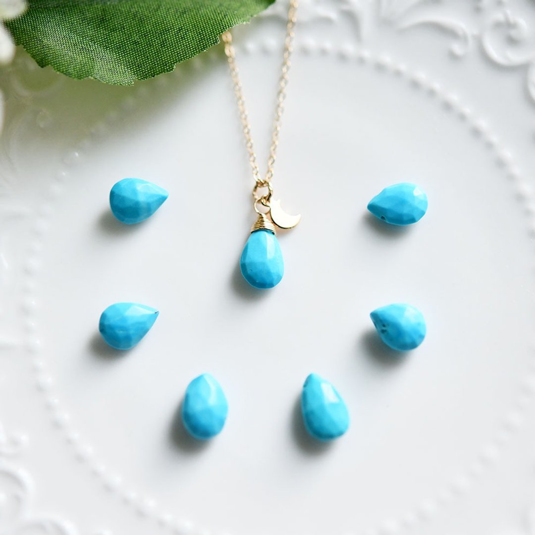Guardian Stone of life turquoise and moon necklace December birthstone - 项链 - 宝石 蓝色