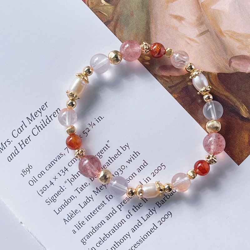 粉香春序丨草莓晶 + 粉晶丨内在修复 亲和魅力丨定制化水晶手链 - 手链/手环 - 水晶 粉红色