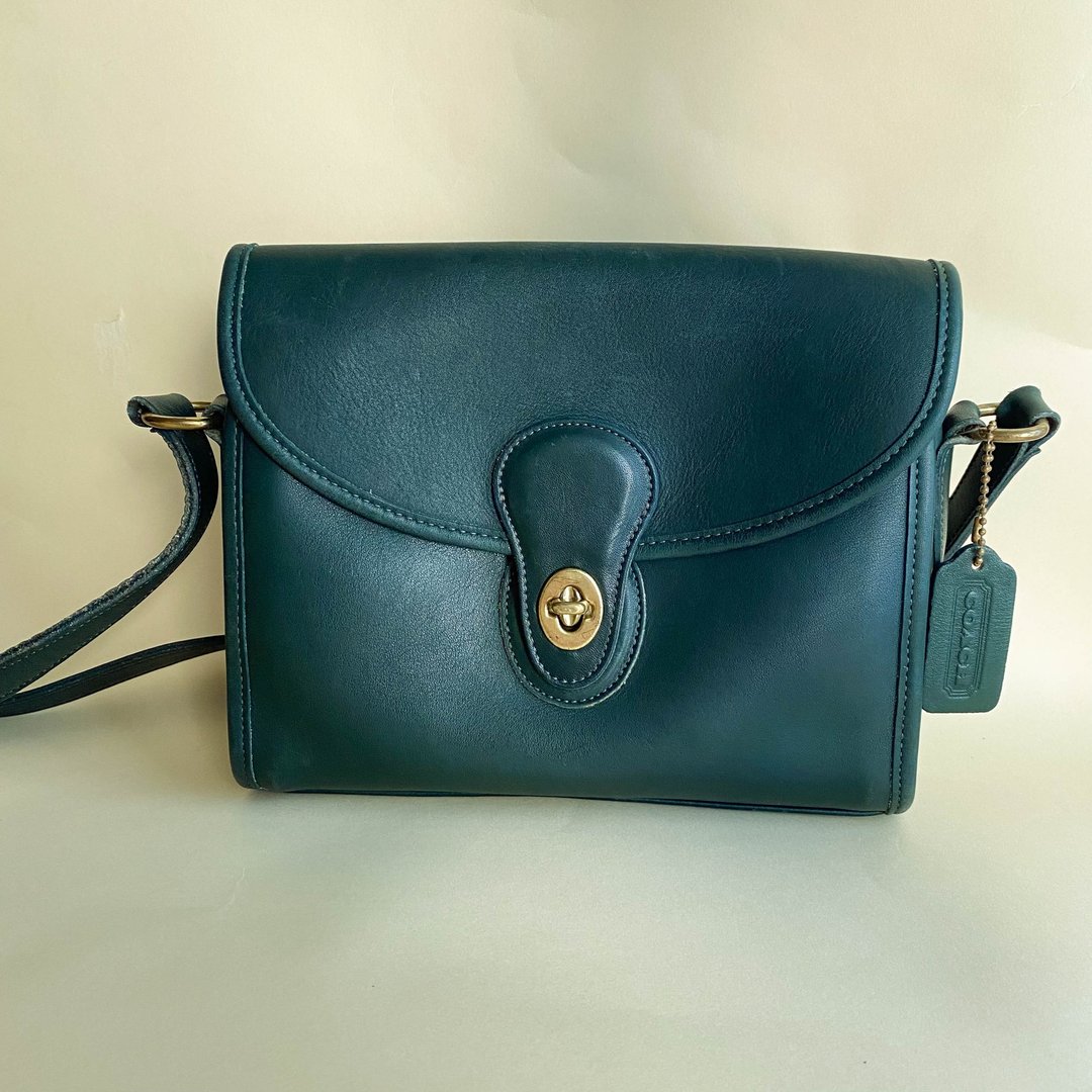 中古Coach│绿色斜背包│侧背包│单肩包│真皮│女友礼物│Devon - 侧背包/斜挎包 - 真皮 绿色