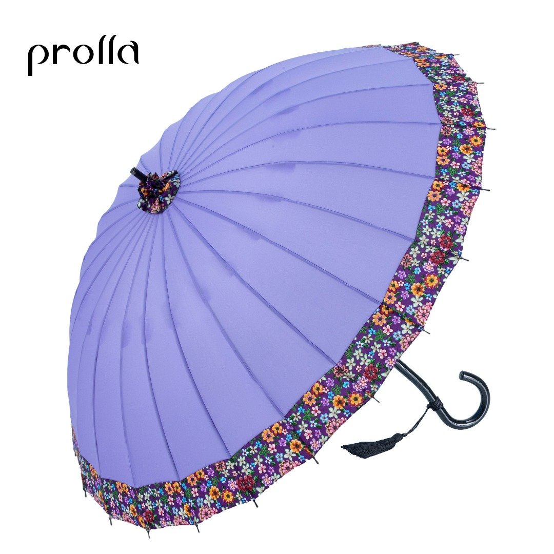 Prolla 复古圆面桐花直伞  特殊伞架 客家桐花 抗UV防风晴雨伞 - 雨伞/雨衣 - 防水材质 红色