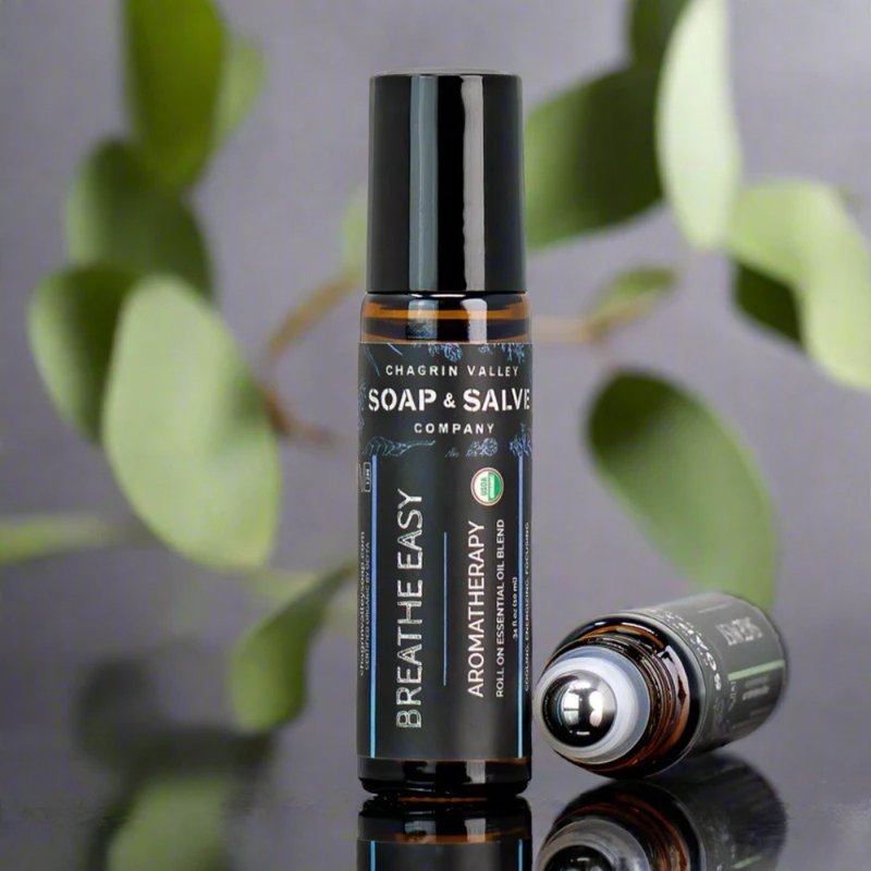 有机精油滚珠瓶 10mL/清爽晨风/桉树/薄荷/茶树/香氛/香水/随身瓶 - 身体护肤/按摩油 - 精油 蓝色