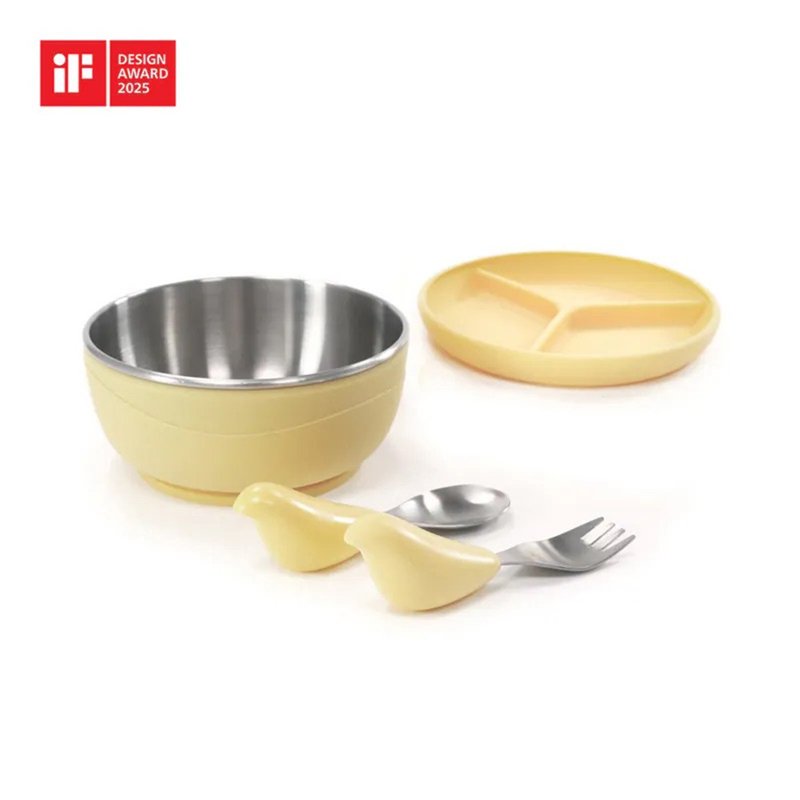Picaboo布咔宝学习餐具 | 宝宝餐具 弥月礼 人体工学握把 - 儿童餐具/餐盘 - 其他金属 黄色