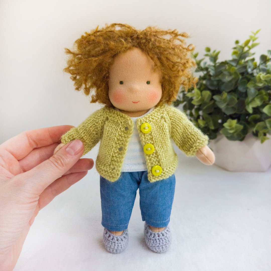 定制化订制 华德福娃娃 男孩 高约7英寸 (18厘米)。 - 玩具/玩偶 - 环保材料 