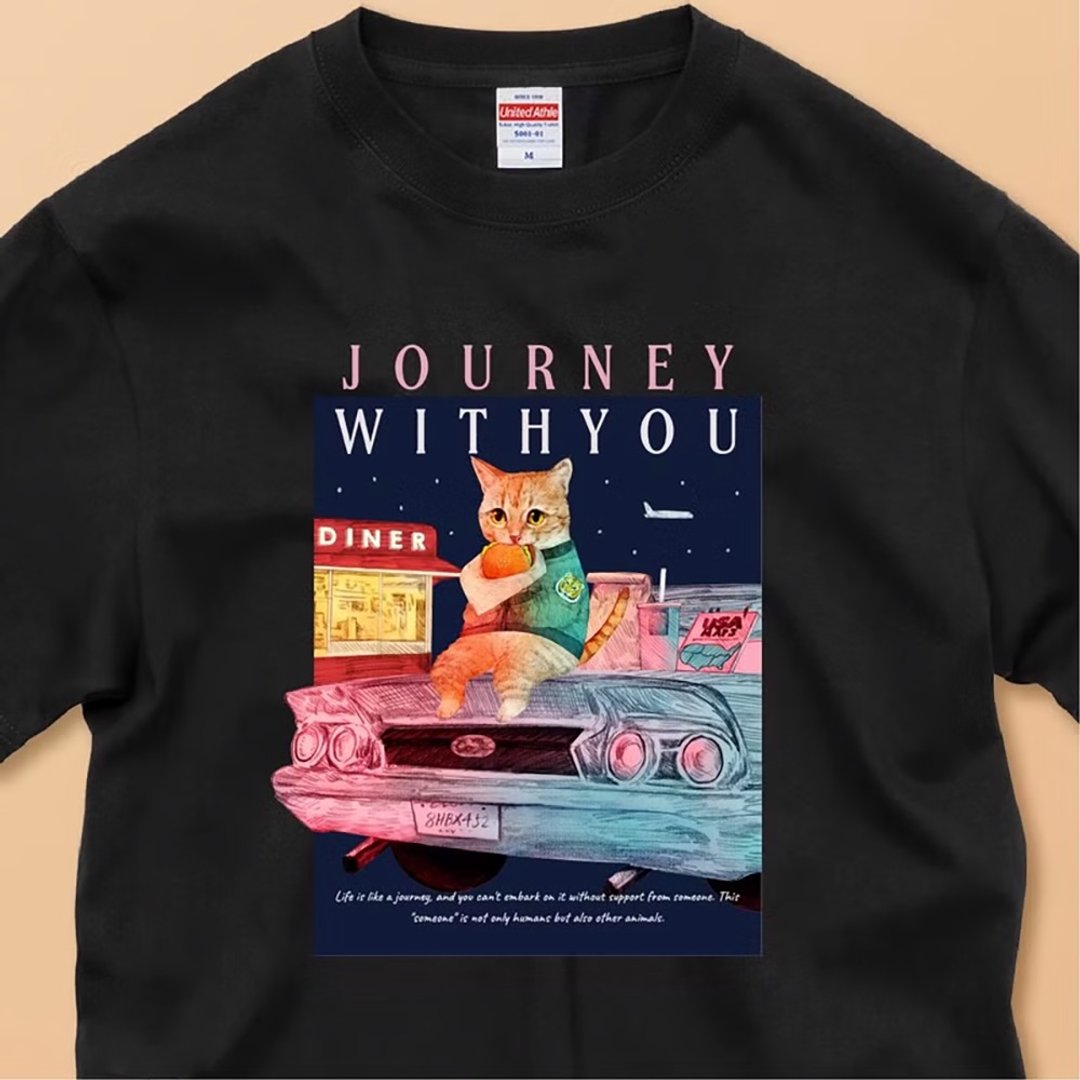 Journey with you Midnight drive. / 安心的品质 / 经典纯棉T恤 - 女装 T 恤 - 棉．麻 白色