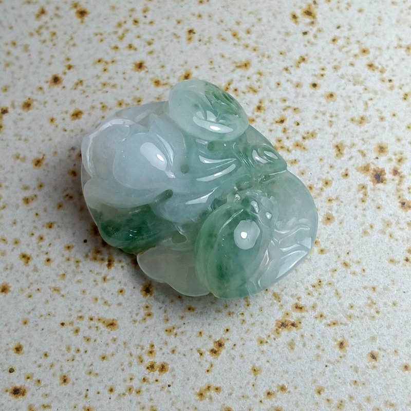 J0231天然翡翠A货 . 冰种冰飘绿花莲花.正人君子.摆件. - 摆饰 - 玉石 