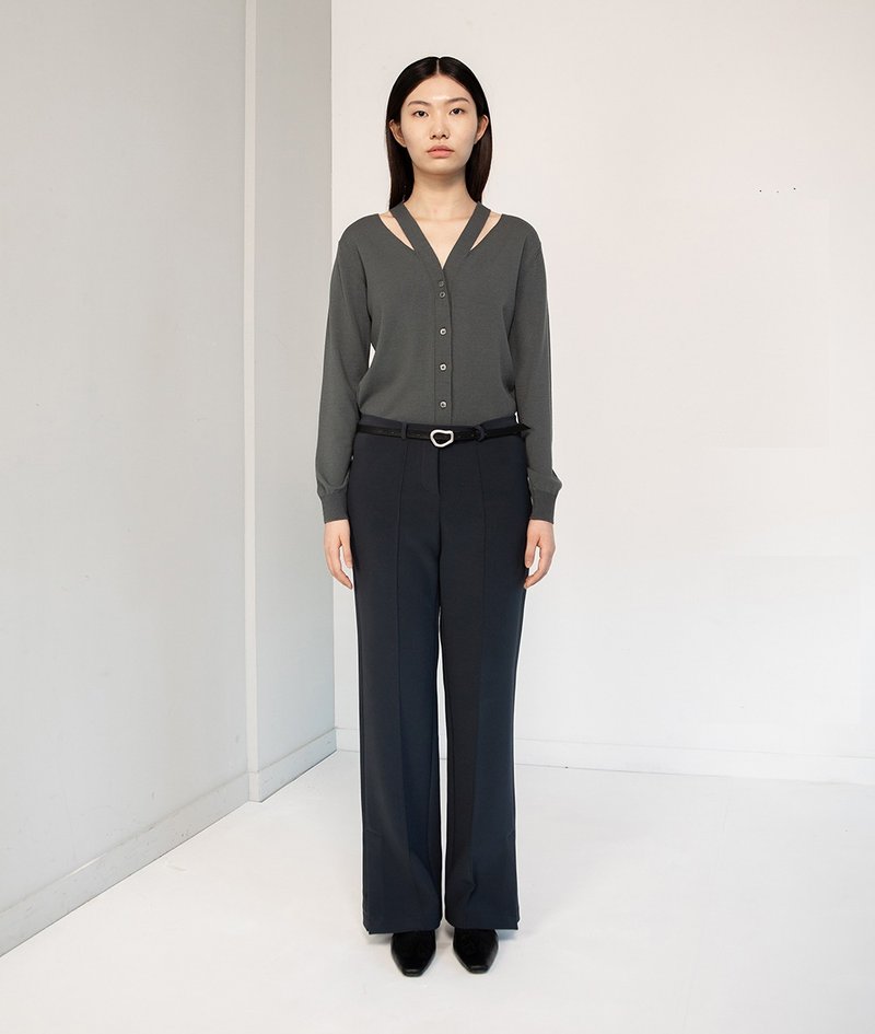肩镂空针织开襟衫/ 深灰 - 女装针织衫/毛衣 - 其他人造纤维 灰色