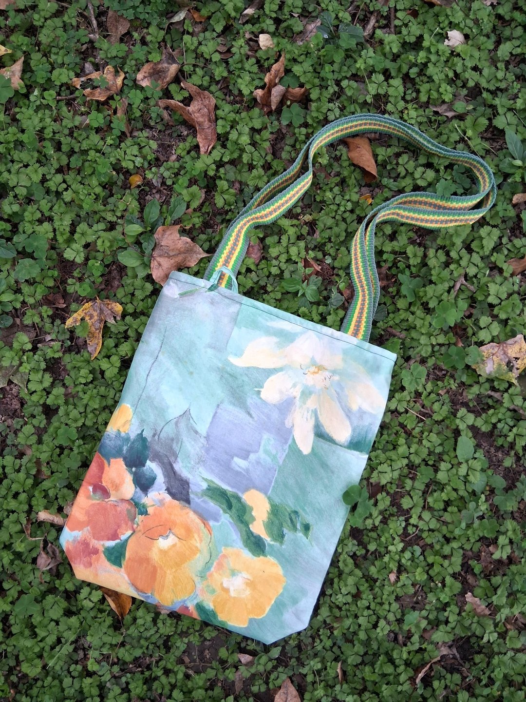 Designer collection-油画花卉艺术印花双面托特包 - 侧背包/斜挎包 - 聚酯纤维 多色