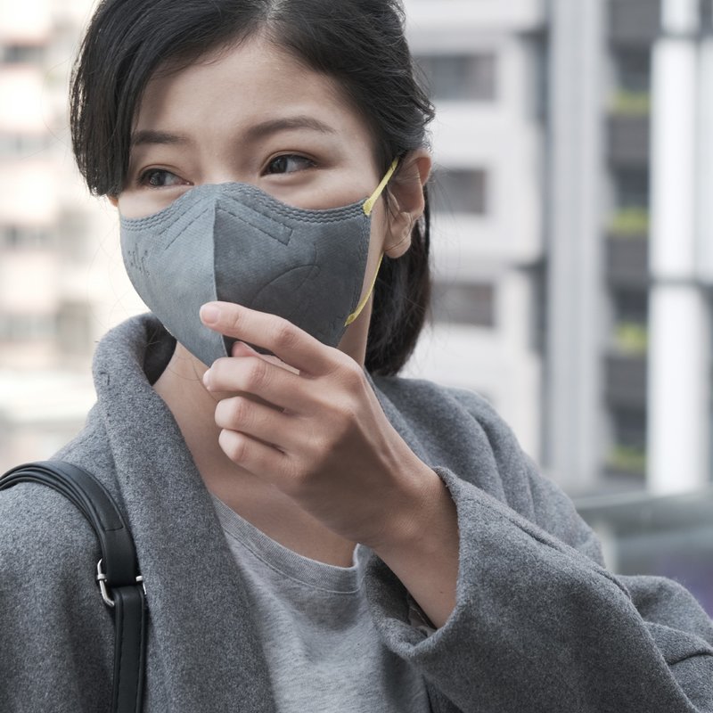 :dc 克微粒-立体奈米薄膜口罩成人 灰口罩+黄耳带 M Size(6片/盒) - 数码小物 - 其他材质 银色