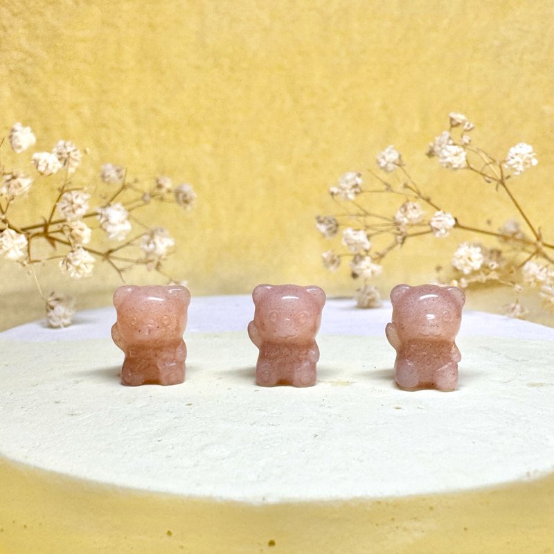 天然太阳石挥手小熊项链 可爱造型雕刻矿石饰品 - 项链 - 水晶 橘色