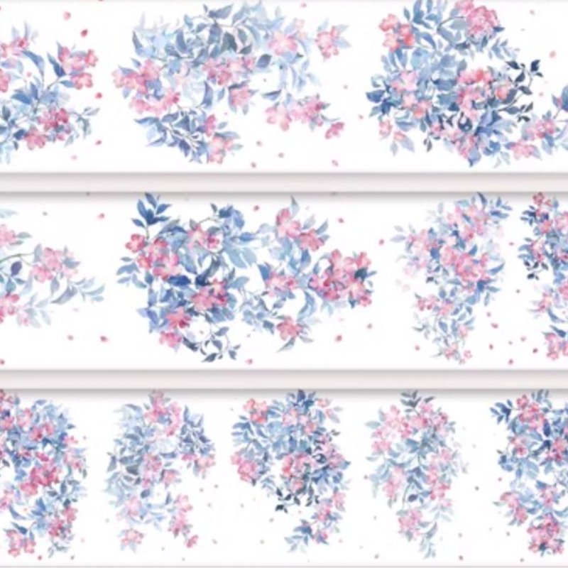 一束繁花 藍 PET 膠帶 特殊工藝琉璃光 - 纸胶带 - 其他材质 