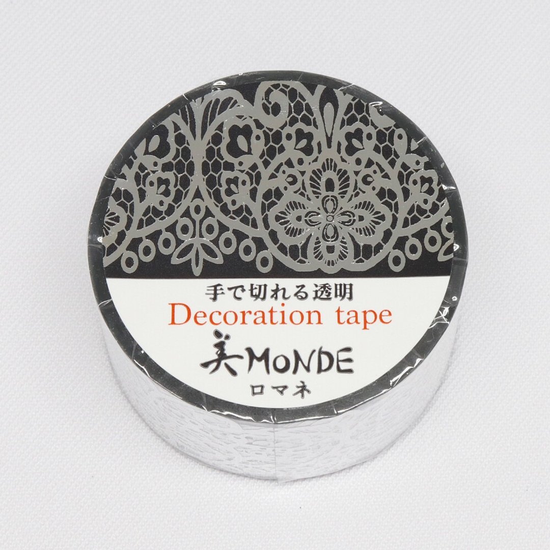 【日本 SAIEN】美MONDE 20mm 银箔透明胶带 - 银致罗曼 Romane - 纸胶带 - 塑料 