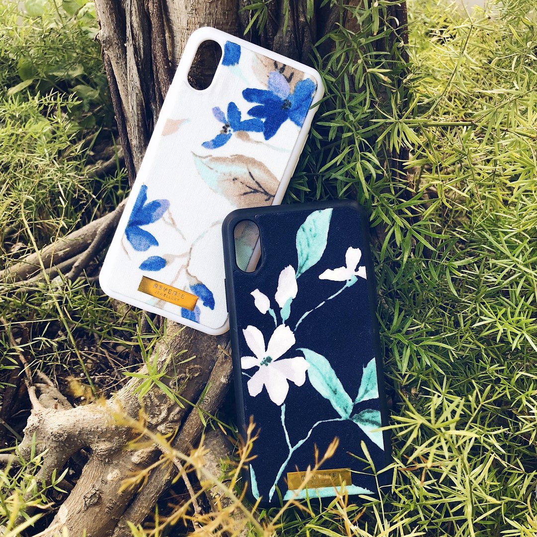 布制Fabric Fabric系列花卉手机殻 - lily (iphone X/8plus/8/7/7plus/6plus/6) - 手机壳/手机套 - 棉 蓝色