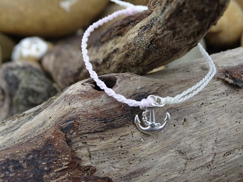 S925纯银船锚蜡线手链 - 手链/手环 - 纯银 