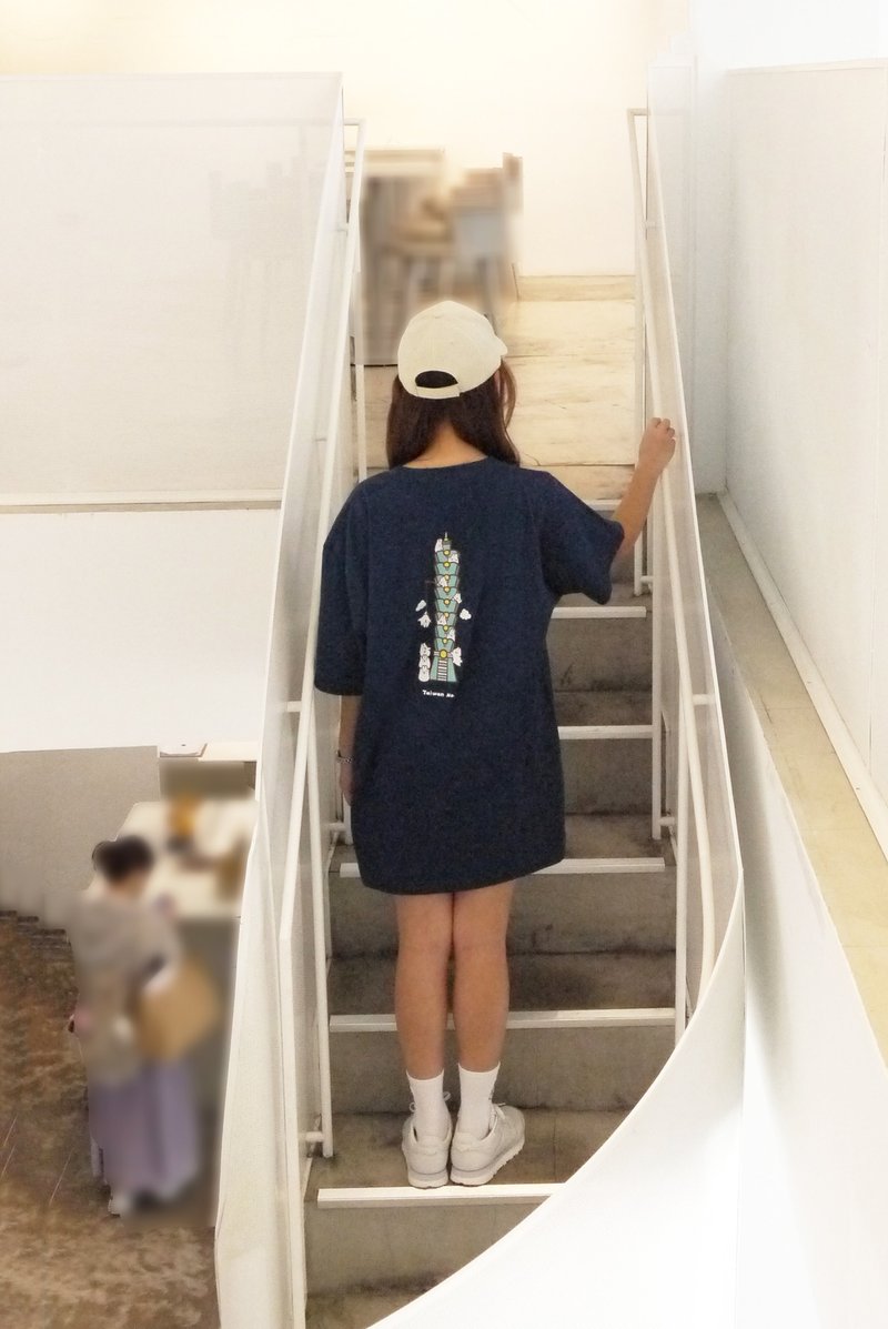 麻糬兔101-oversize T-shirt(蓝) - 其他 - 棉．麻 蓝色