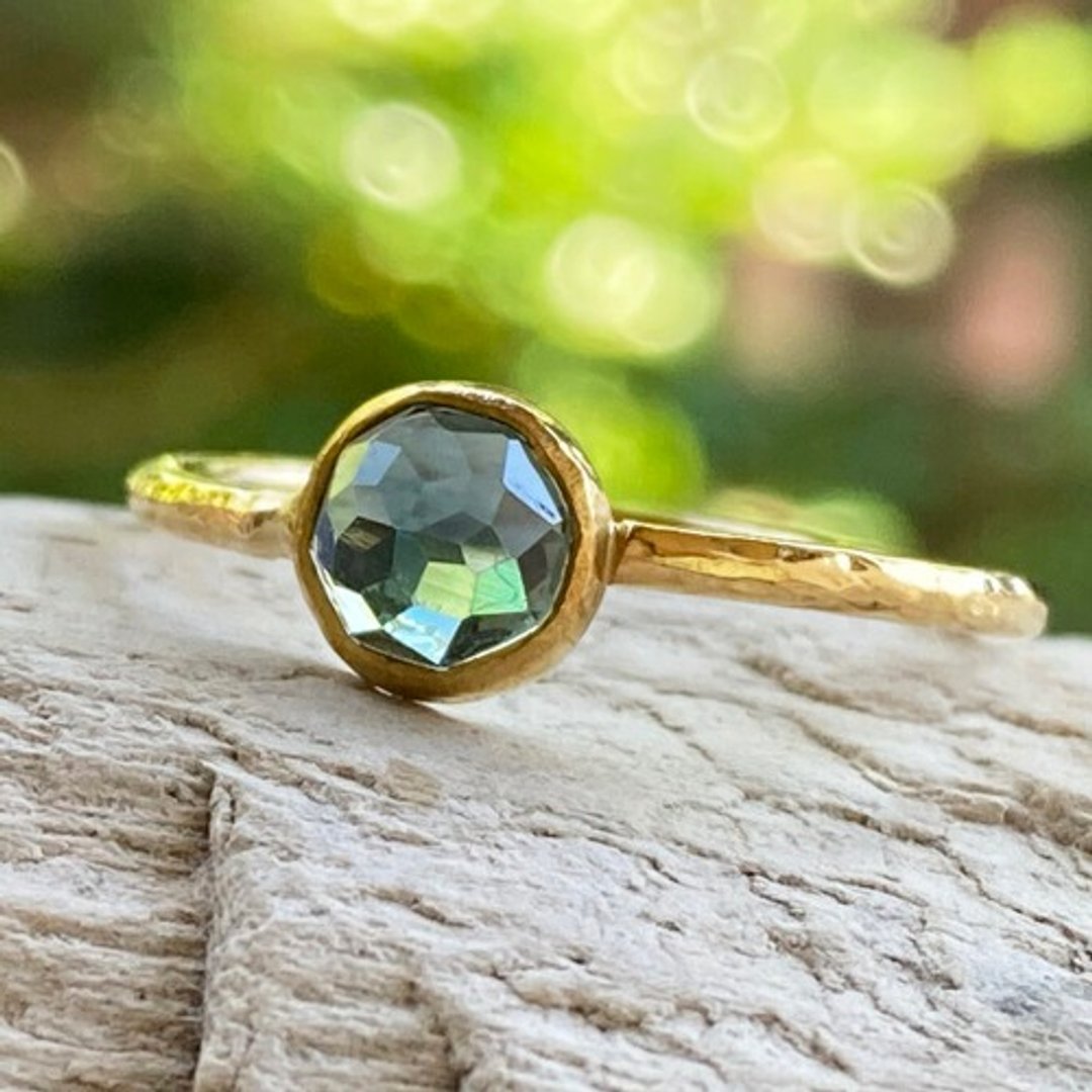 K22 ◇ Rose cut natural sapphire ring - 戒指 - 其他金属 