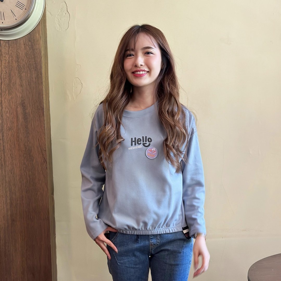 Hana Mokuba 圆领半圈松紧收口休闲上衣 - 女装上衣 - 其他材质 