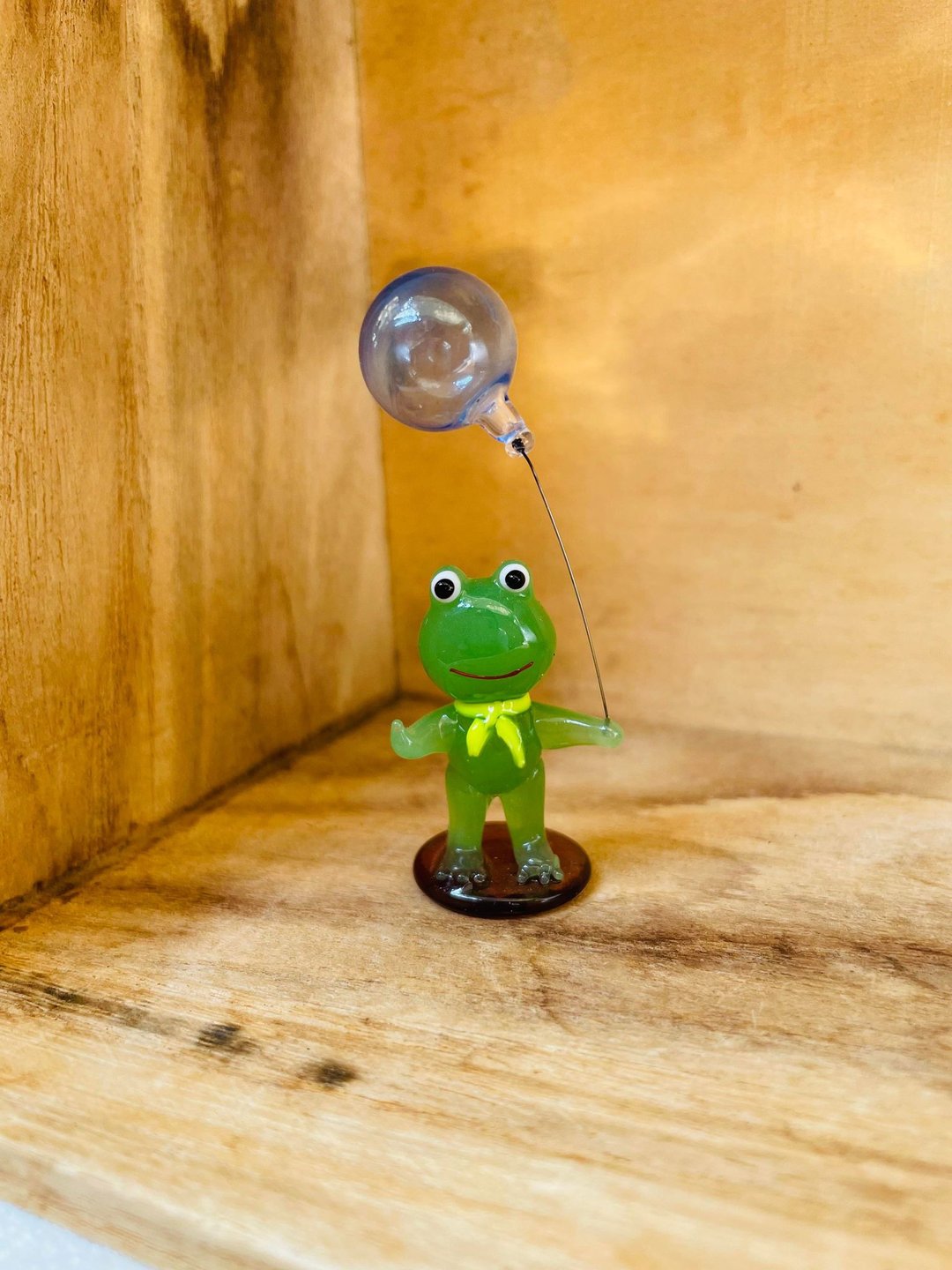 水晶玻璃 琉璃 精致 青蛙 拿气球 童趣 - 摆饰 - 玻璃 