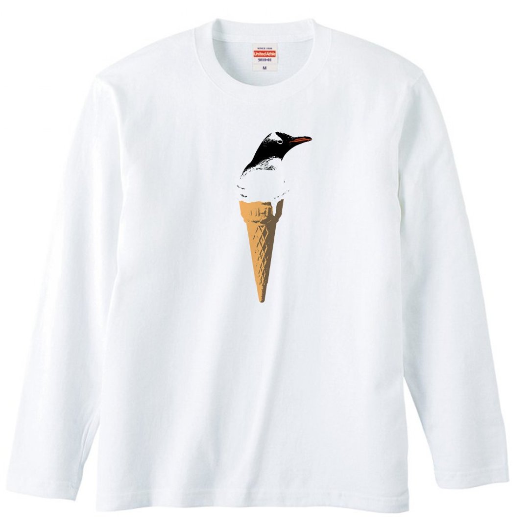 Long sleeve t-shirt / cool biz penguin 2 - 男装上衣/T 恤 - 棉 白色