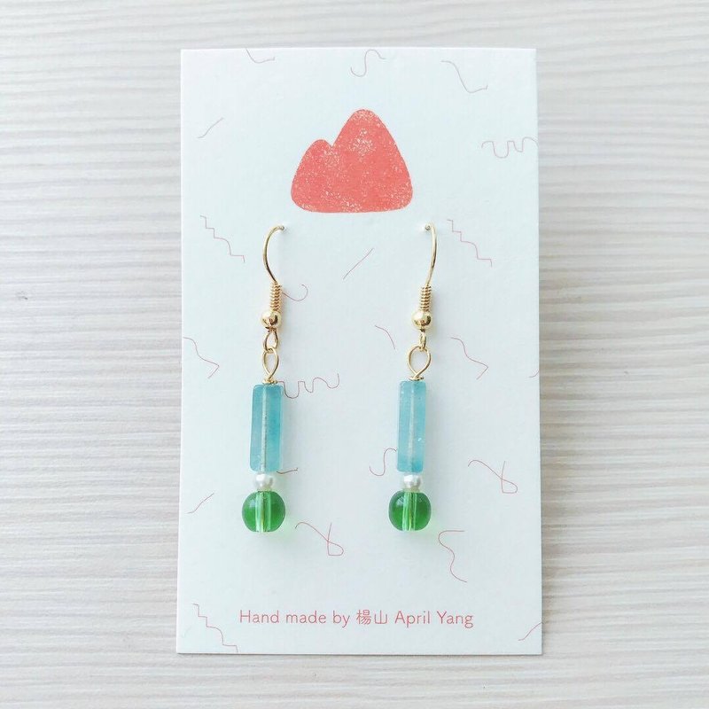 ︴湖 畔   ︴针式/夹式耳环 - 耳环/耳夹 - 玻璃 蓝色