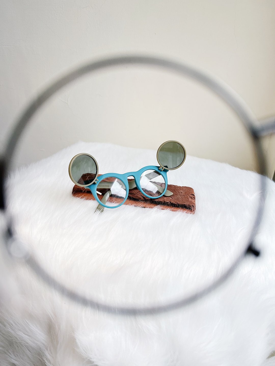 灰蓝撞色 塑胶双层墨镜框 古蕫 眼镜额縁 サングラス/sunglasses - 眼镜/眼镜框 - 塑料 多色