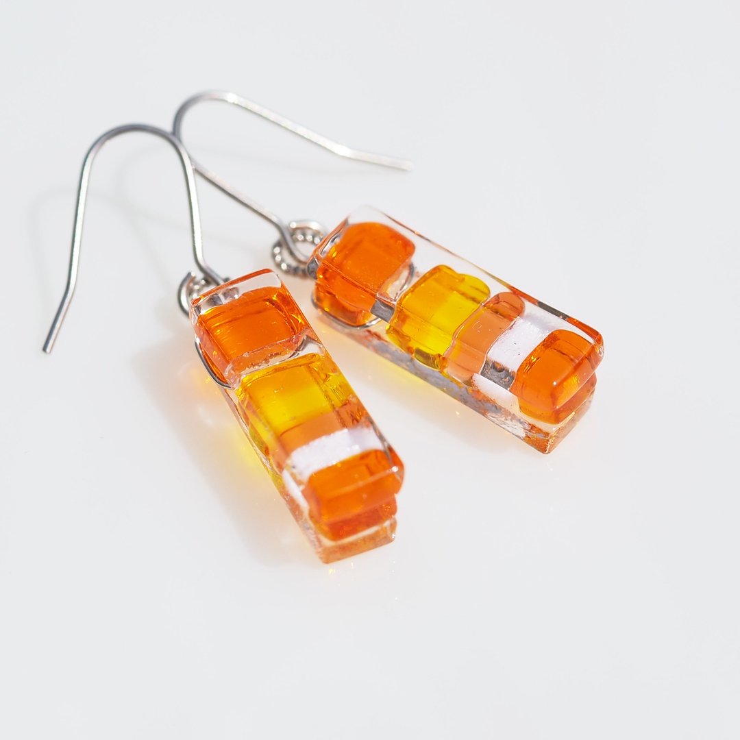 Fragrant Glass (Kaoru [Orange]) Aroma Earrings/ Clip-On - 耳环/耳夹 - 玻璃 橘色