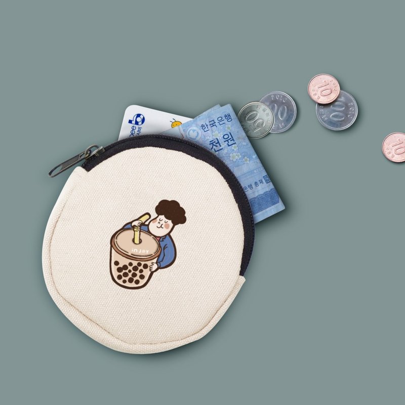 【超幽默人生系列】台湾美食 帆布圆形零钱包 - 皮夹/钱包 - 其他材质 黑色