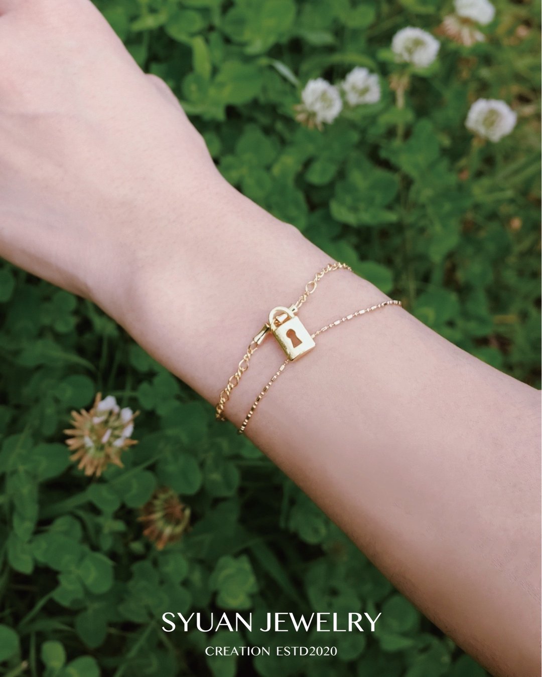 SYUAN JEWELRY | The Journey of Life Lock 镀18K锁头手链(双链) - 手链/手环 - 其他金属 