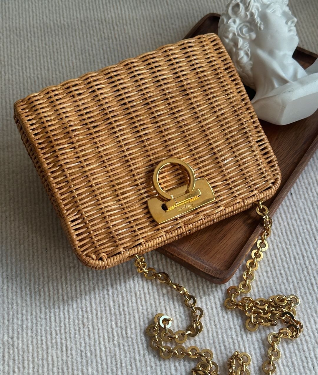 中古包 Ferragamo菲拉格慕 藤袋 - 手提包/手提袋 - 其他材质 咖啡色
