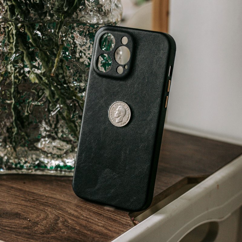 手作全包羊皮复古币【iPhone】手机壳 - 手机壳/手机套 - 真皮 黑色