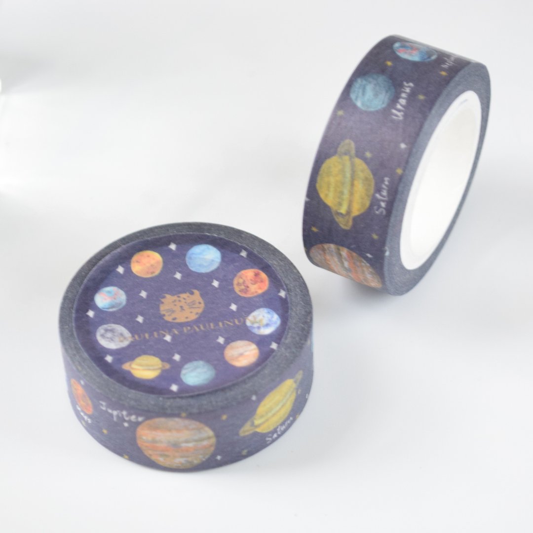 星空系列 - 星球 纸胶带 1.5cm/10m - 纸胶带 - 纸 蓝色