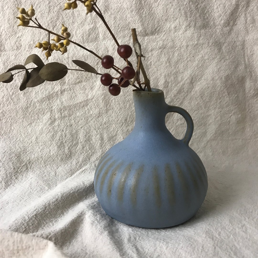 【 小丸花器 】  古蓝绿    一轮插   花插 花器 花瓶 - 花瓶/陶器 - 陶 蓝色