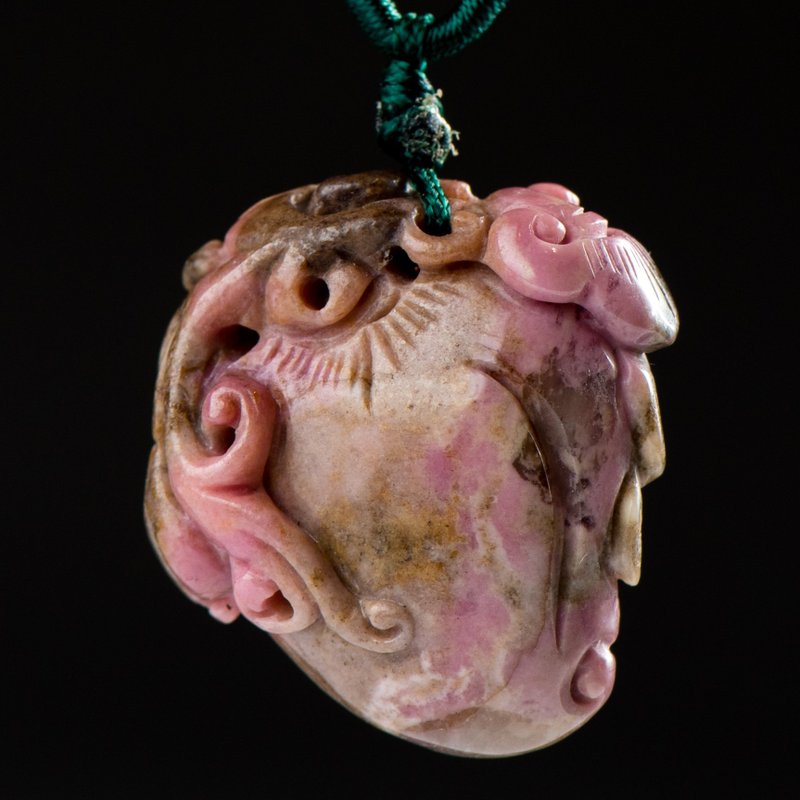 【ARTFINITY大艺石代】玫瑰石 如意寿桃 项链 - 项链 - 石头 多色