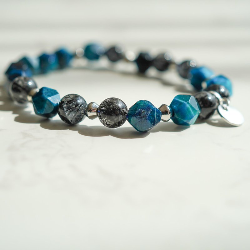 切面蓝虎眼黑髪晶14KGF手链 - 手链/手环 - 水晶 多色