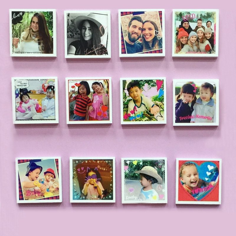 【定制化礼物】大头贴磁铁卡12张 定制/生日/男/情侣/情人节/礼物 - 冰箱贴/磁贴 - 纸 多色