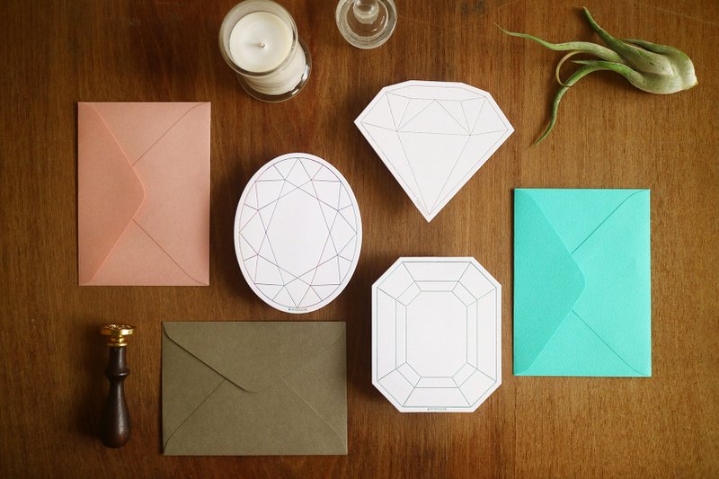 烫金钻石卡 - 卡片/明信片 - 纸 白色