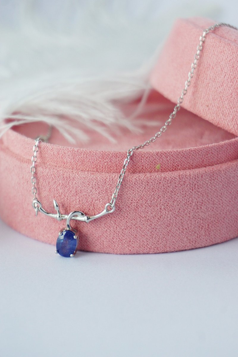 Natural Blue Sapphire Necklace Silver925 - 项链 - 纯银 蓝色
