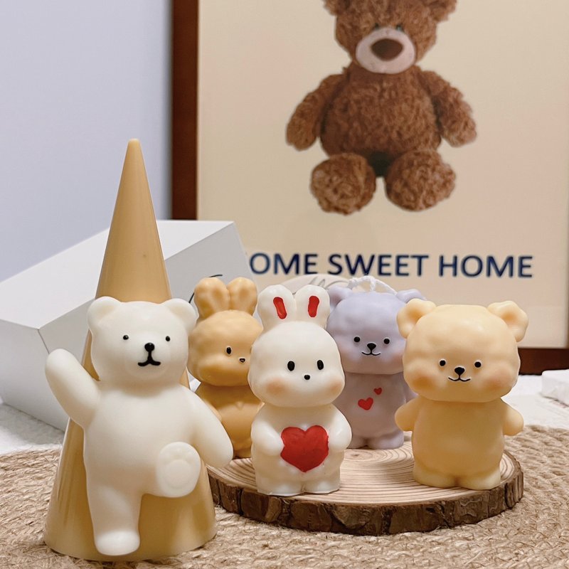 泡泡熊 泡泡兔 造型香氛蜡烛 生日礼物 七夕礼物 礼盒 情侣 - 蜡烛/烛台 - 蜡 金色