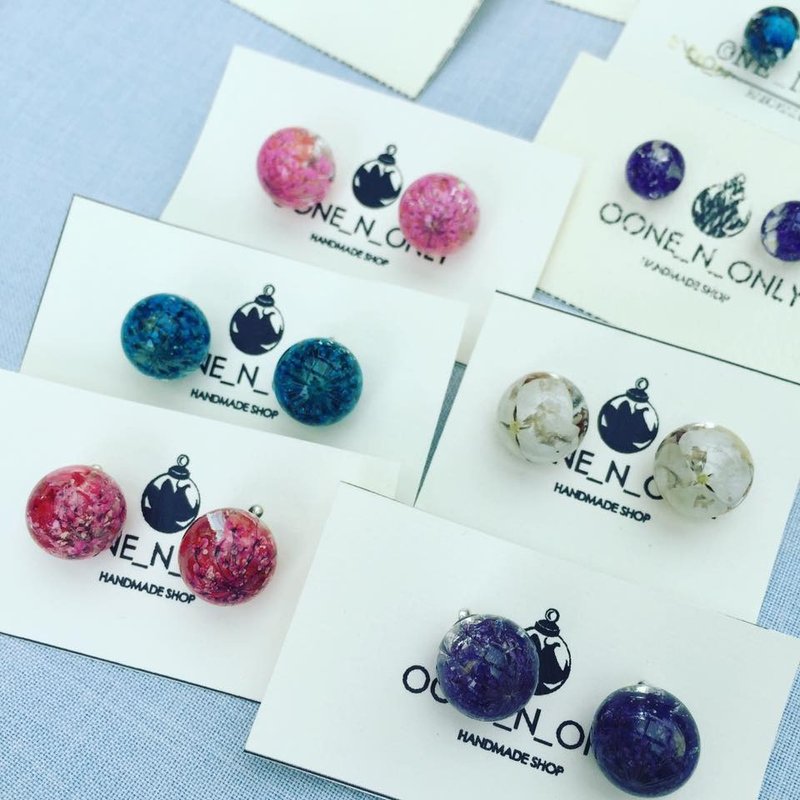 Oone_n_Only Handmade 押花耳环 (多色) - 颈链 - 玻璃 