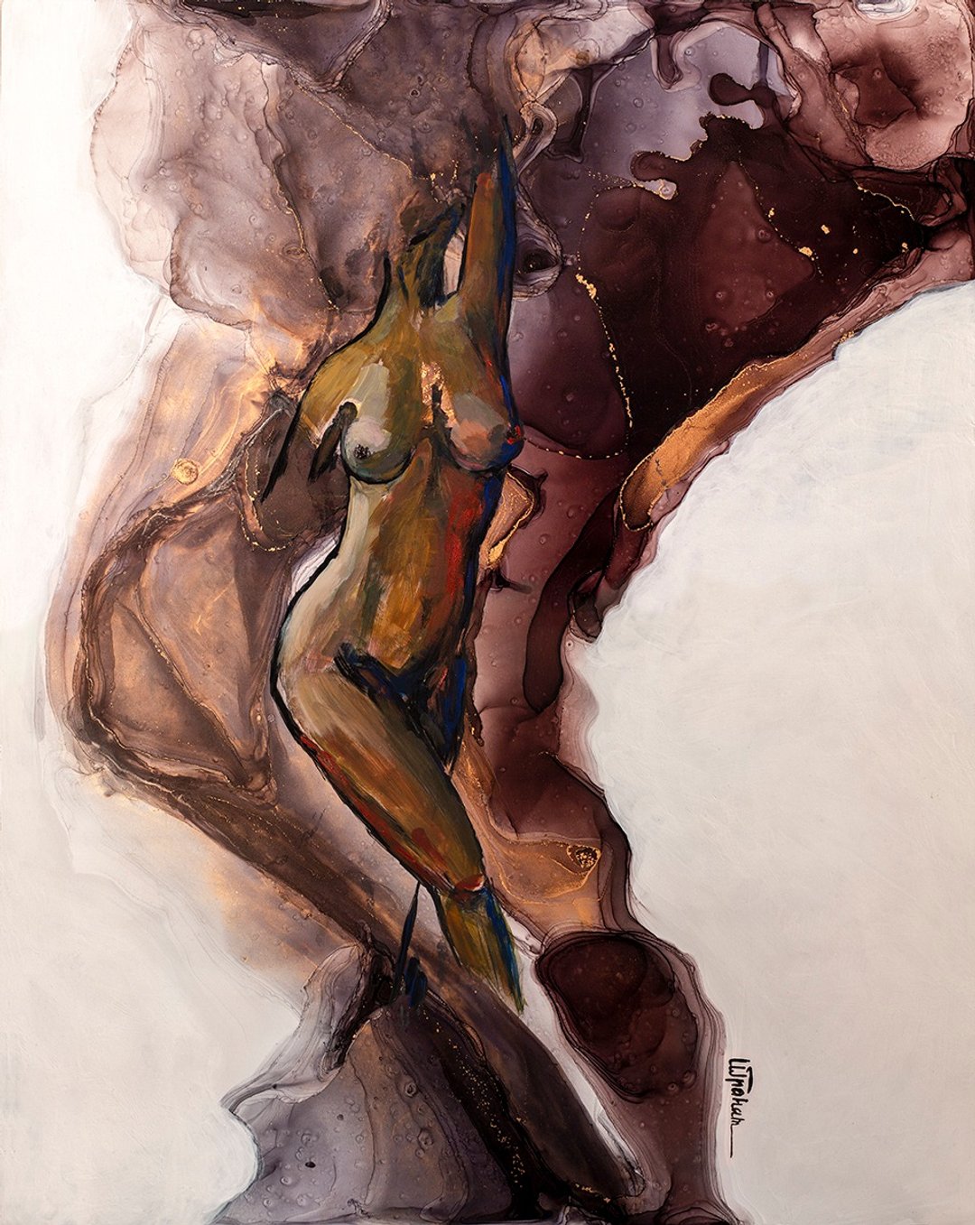 原创现代绘画室内抽象艺术压克力底酒精水墨画 - 海报/装饰画/版画 - 压克力 咖啡色