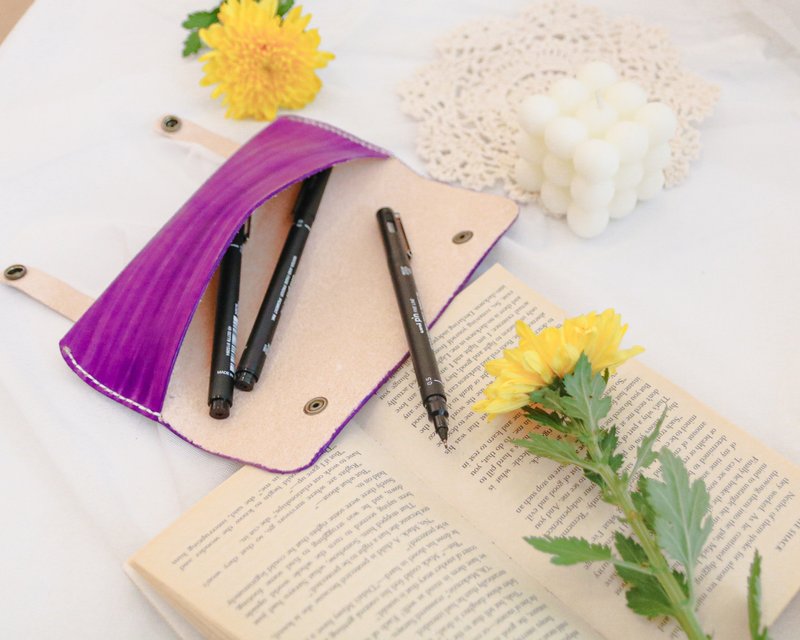 轻便笔袋/皮革眼镜盒/皮革课程/一人成团/新手友善 - 皮件 - 真皮 